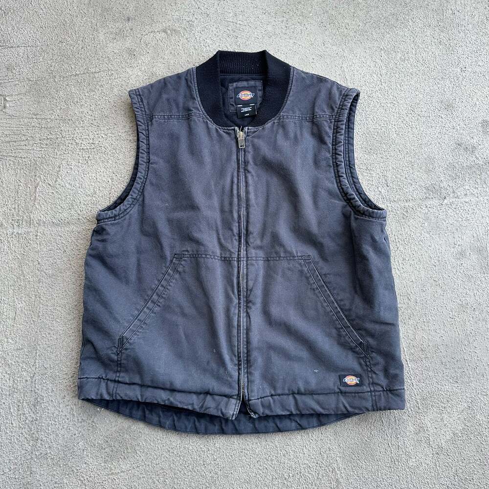 Dickies Men's Stonewashed Duck Canvas Full Zip Quilted Lined Vest